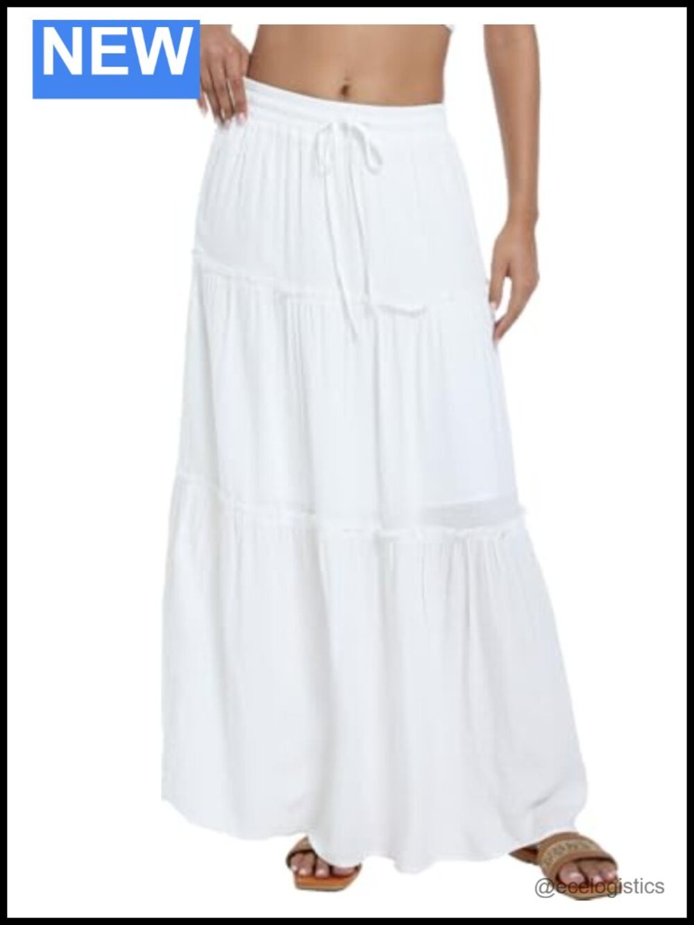 100% Rayon Maxi Skirt High Waisted A-Line Tiered Flowy Vacation Skirt